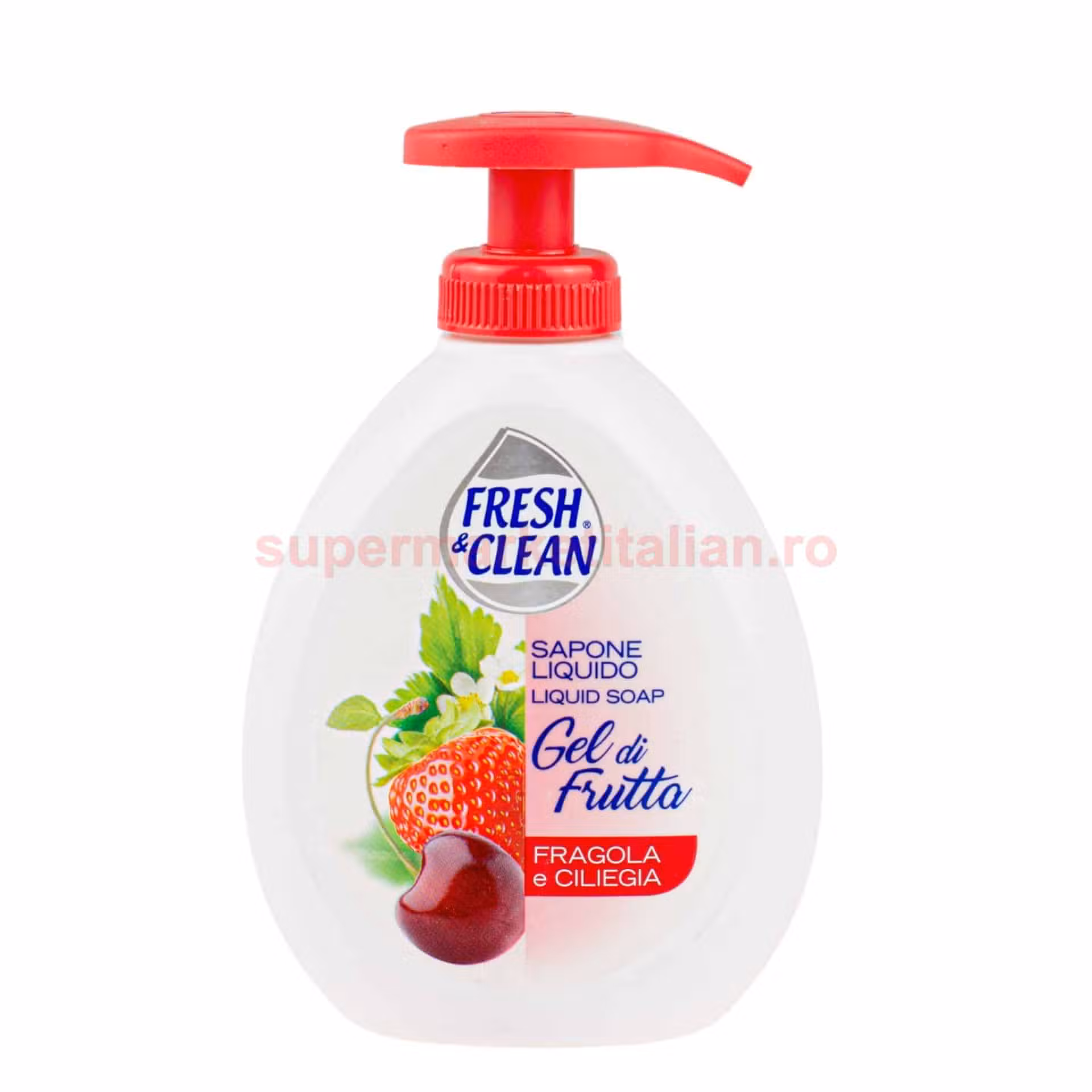 Săpun lichid hidratant Fresh and Clean cu Căpșuni și Cireșe și Gel din Aloe Vera 300 ml