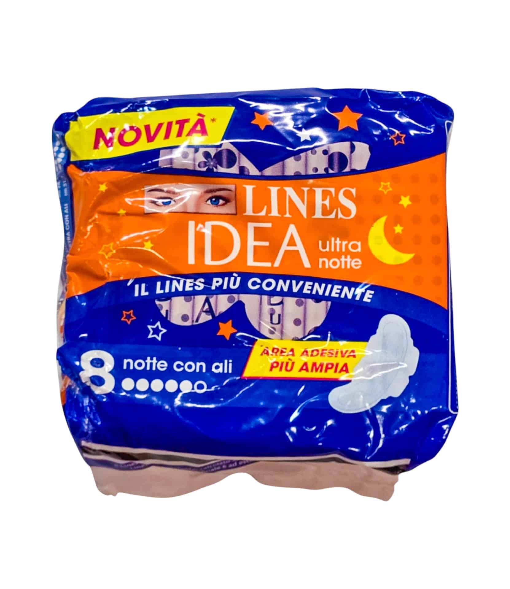 Absorbante LINES Idea Ultra Notte cu aripioare 8 buc