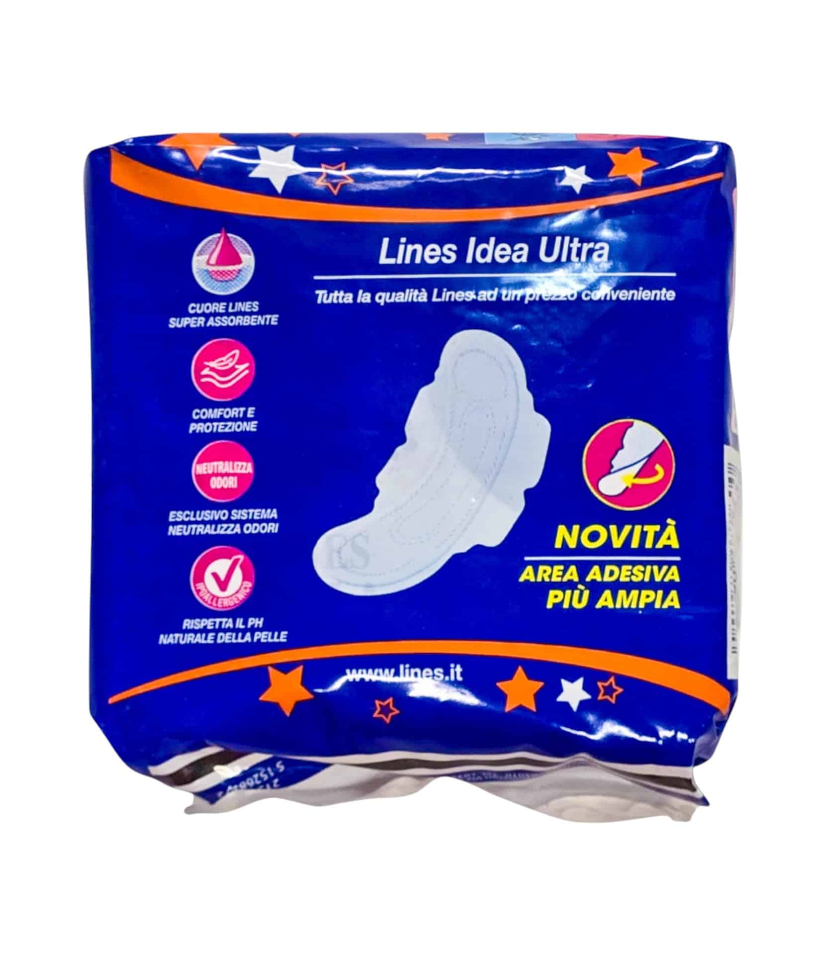 Absorbante LINES Idea Ultra Notte cu aripioare 8 buc - imagine 3