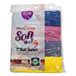 Set lavete microfibră Clendy Soft Kit Multiuso 4 bucăți