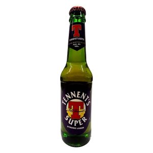 Bere blondă Tennent's Super cu malț dublu 330 ml - față